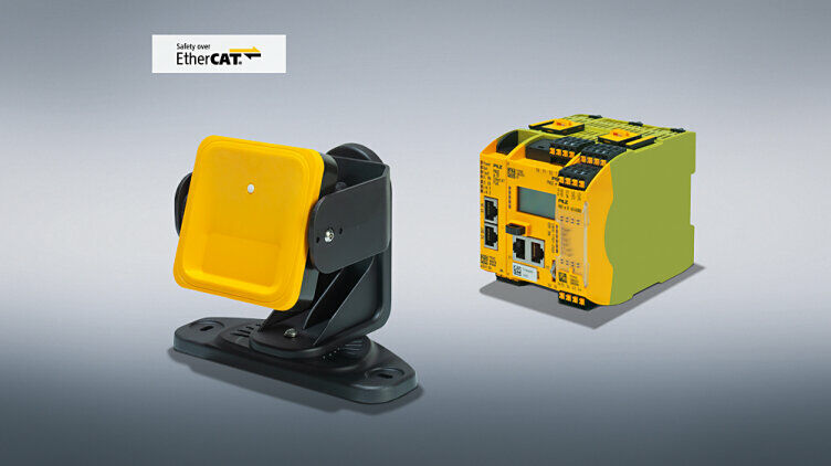 The safe radar system PSENradar from Pilz is now suitable for new applications: The sensors PSEN rd1.2 sensor F-FOV and PSEN rd1.2 sensor F-FOV LR expand the options for configuring the fields of vision; the new PSEN rd1.x SD I/O FSoE analysing unit enables FSoE connection. (Photo: © Pilz GmbH & Co. KG)