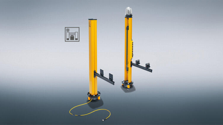 Pilz now offers new types of muting arms for the safety light curtains PSENopt II, meaning for the first time that the muting function is completely flexible. Users can implement “their” requirements flexibly and configure the widest range of protected fields. This guarantees a smooth production process and therefore high productivity. (Photo: © Pilz GmbH & Co. KG)