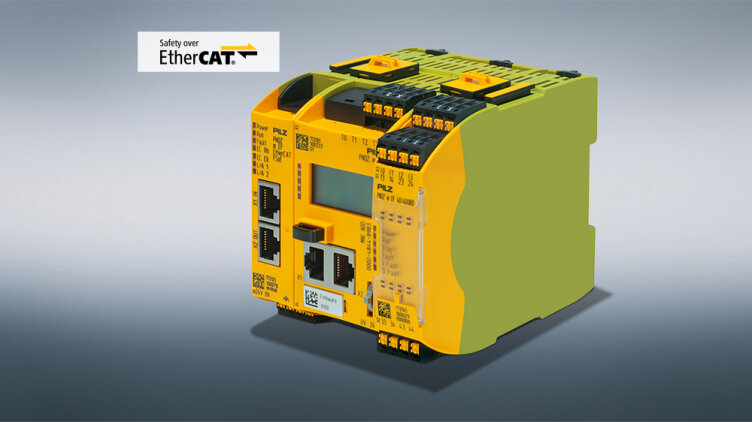 The safe and configurable small controller PNOZmulti 2 from Pilz now offers the open communication system EtherCAT in combination with the safe protocol Safety-over-EtherCAT FSoE. This makes it possible to transfer both control and safety-related information, for greater efficiency in production. (Photo: © Pilz GmbH & Co. KG)